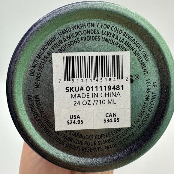 New Starbucks Holiday 2020 Venti Stainless Steel Cold Tumbler Purple Green Beach - Picture 6 of 7